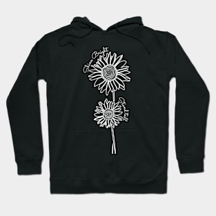 Positive Sunflowers White Outline Hoodie